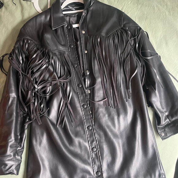 Jackets & Coats Nasty Gal Leather Jacket With Fringe Poshmark